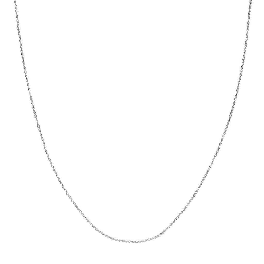 Singapore twist white gold chain necklace.