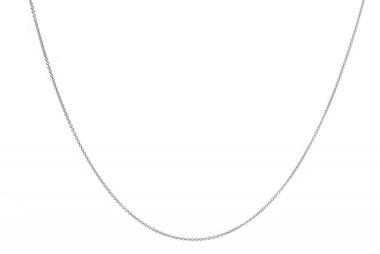 14K white gold cable link chain.