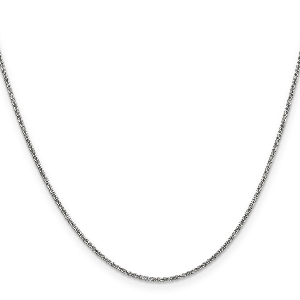 14K white gold cable link chain.