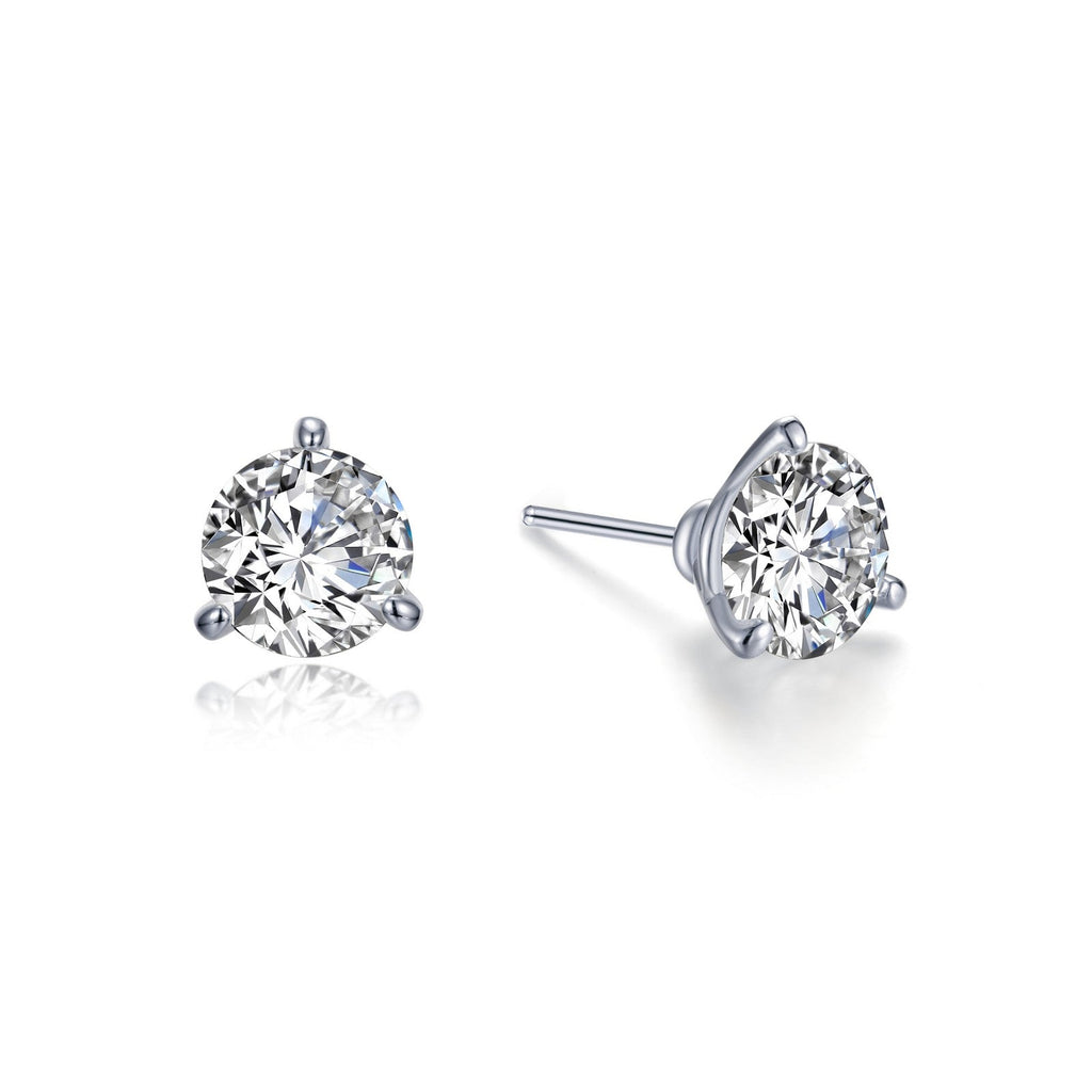 Platinum sterling silver simulated diamond stud earrings.