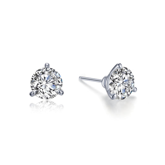 Platinum sterling silver simulated diamond stud earrings.