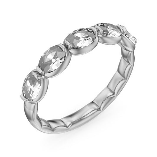 Yellow gold band with round diamonds.