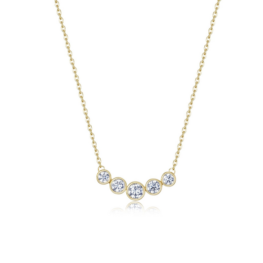 Graduated simulated diamond necklace, sterling silver.