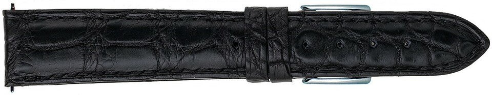 Black alligator leather watch band, tang buckle.