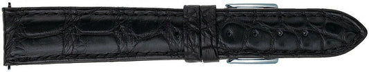 Black alligator leather watch band, tang buckle.