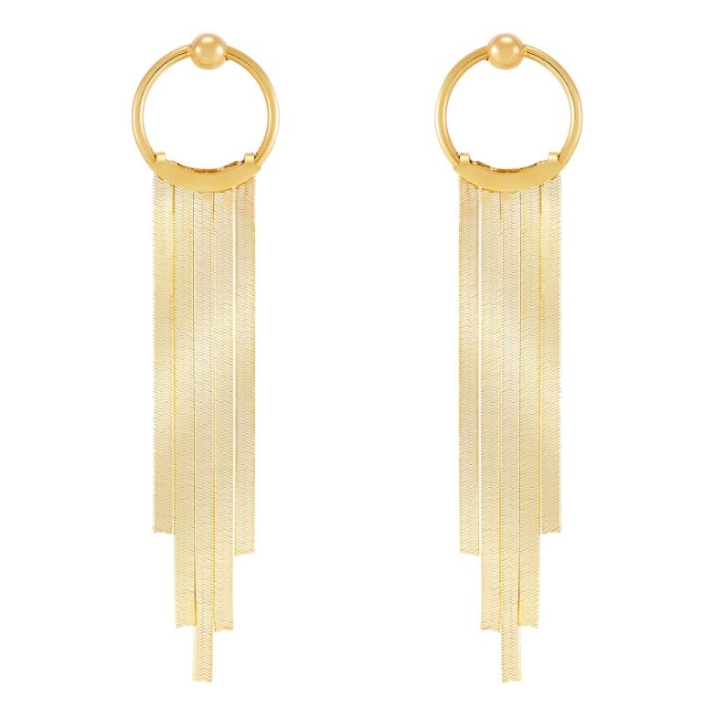 14K yellow gold dangle earrings, no stones.