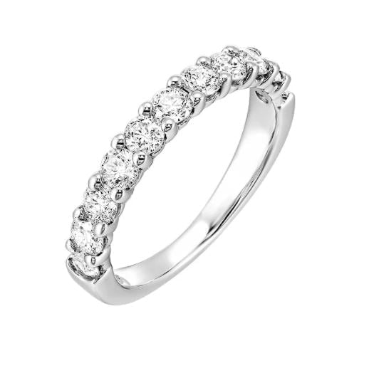 Stackable diamond wedding band in white gold.