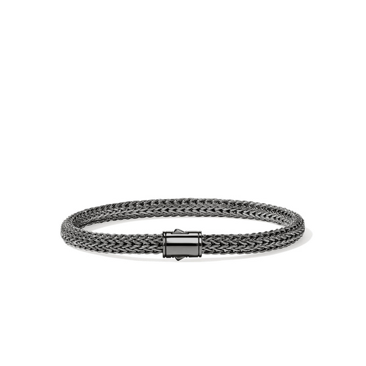 Sterling silver black foxtail bracelet, hidden clasp.