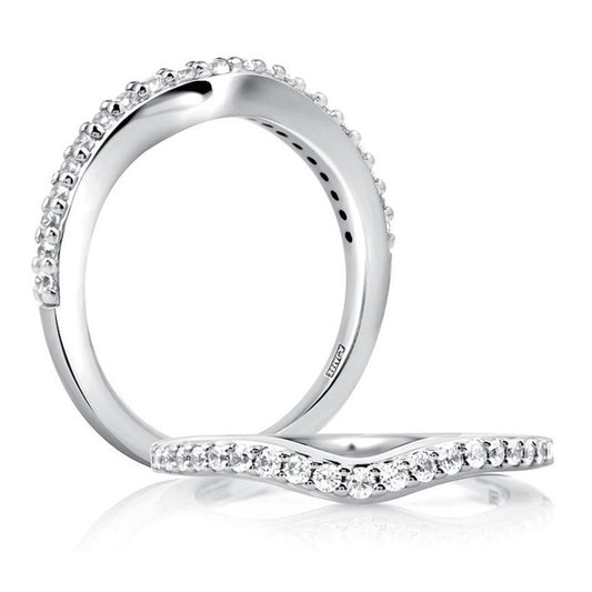 A. Jaffe Contour Natural Diamond Band in 14 Karat Yellow Gold with 0.25ctw Round Diamonds, Clarity: SI1-SI2, Color: G