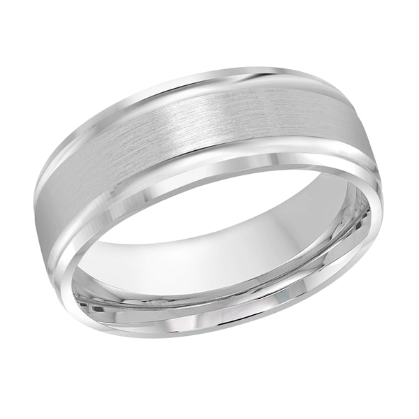 14K white gold men's carved band.