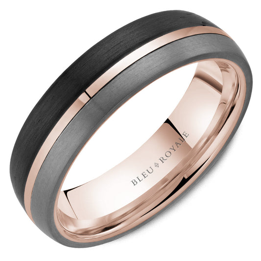 Tantalum and rose gold carved band.