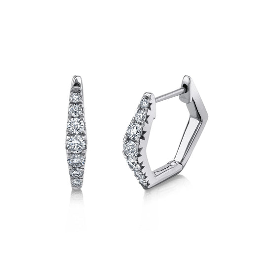 14K white gold diamond huggie earrings
