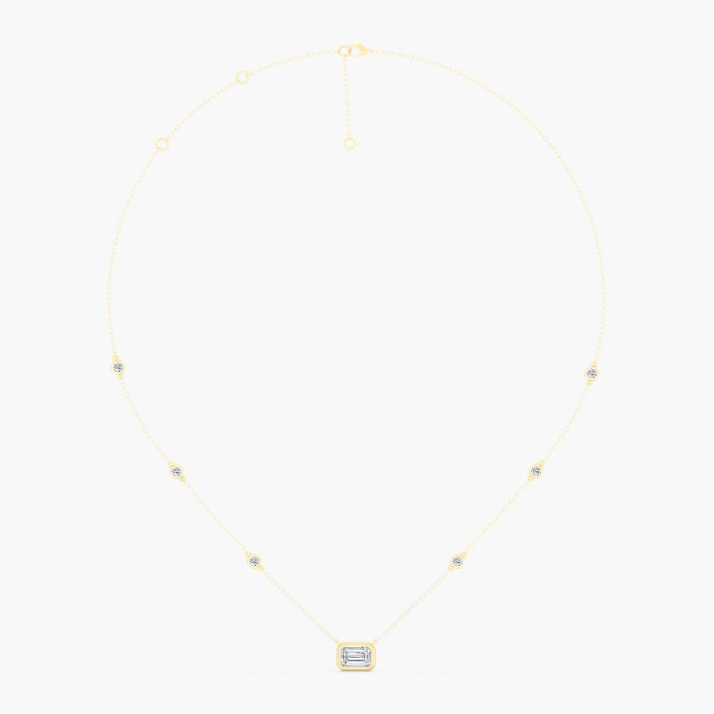 Lab-grown diamond necklace, yellow gold chain.