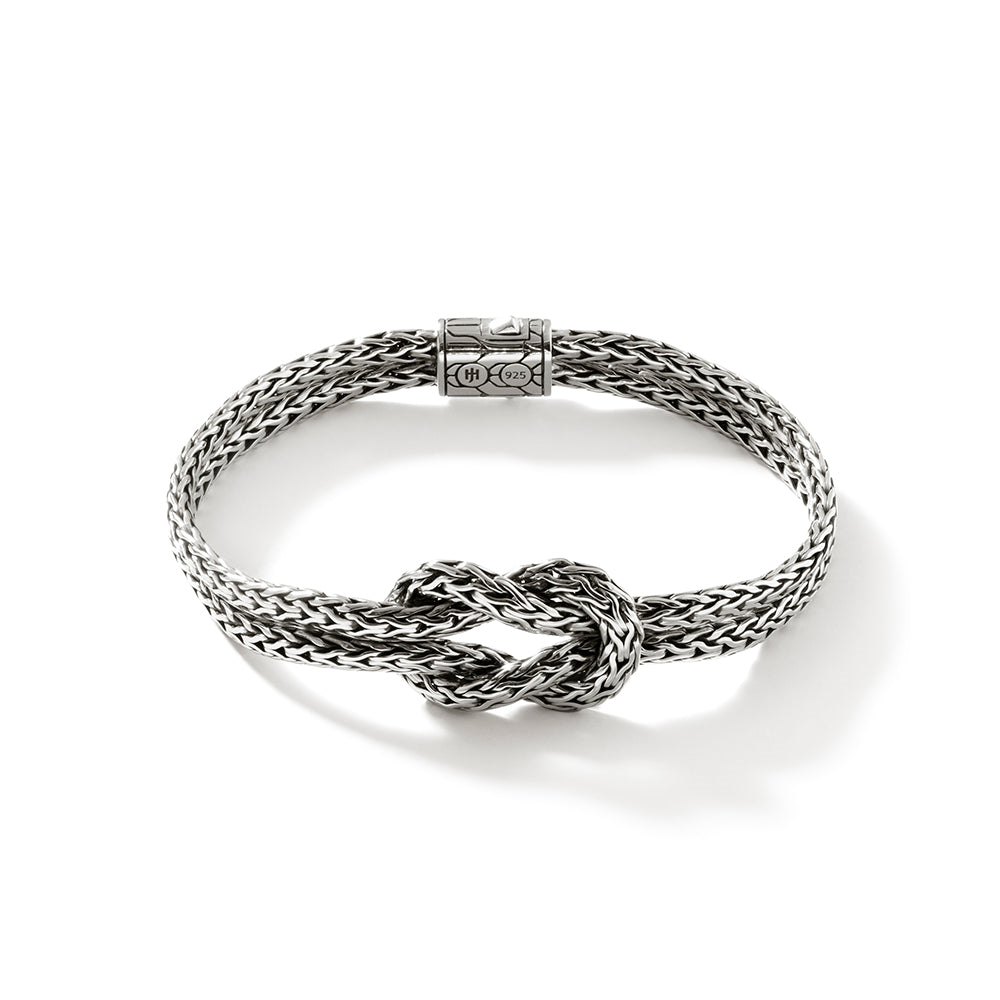 Sterling silver woven knot bracelet.