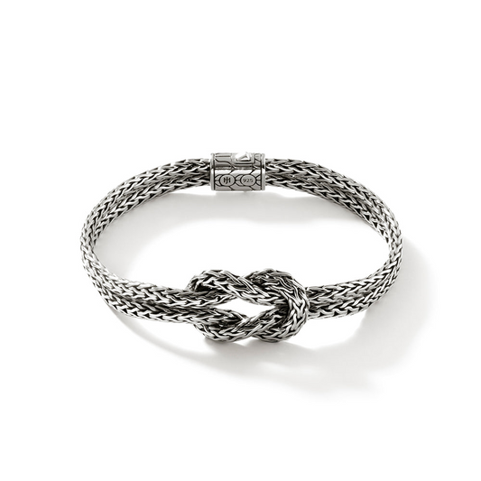 Sterling silver woven knot bracelet.