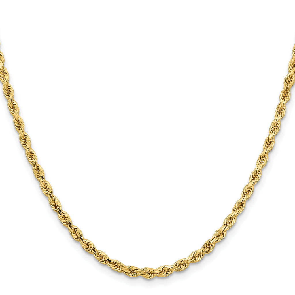 Diamond cut rope chain, 14K yellow gold.