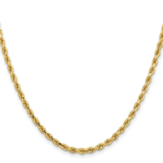 Diamond cut rope chain, 14K yellow gold.