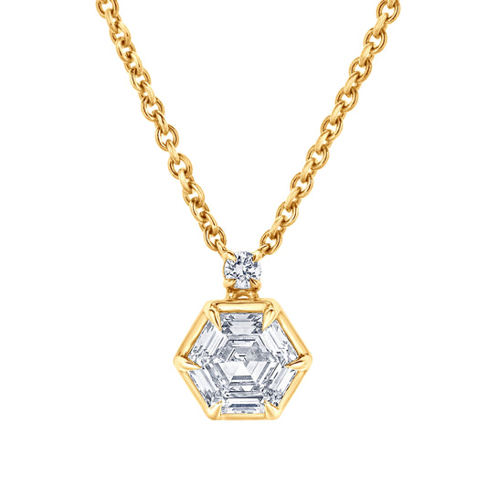 ReMARKable Designs Pendant Necklace in 14 Karat Yellow Gold with 1.00ctw of Round Lab-Grown Diamond