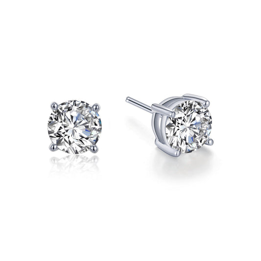 Simulated diamond earrings, platinum bonded silver.
