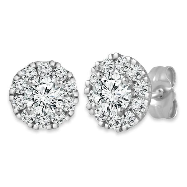 Round diamond cluster stud earrings.