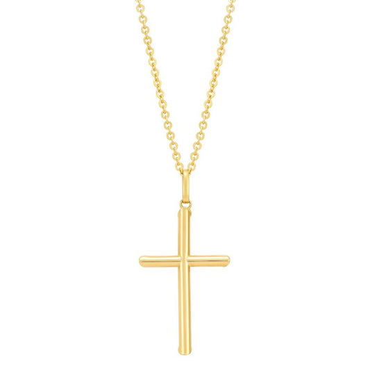 14K yellow gold cross necklace.