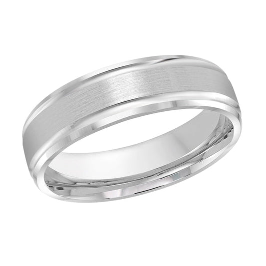 Men's Carved Band (No Stones) in 14 Karat White Go