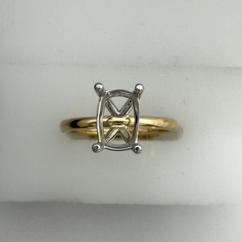14K yellow gold solitaire semi-mount ring.