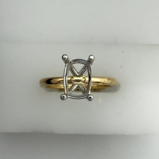 14K yellow gold solitaire semi-mount ring.