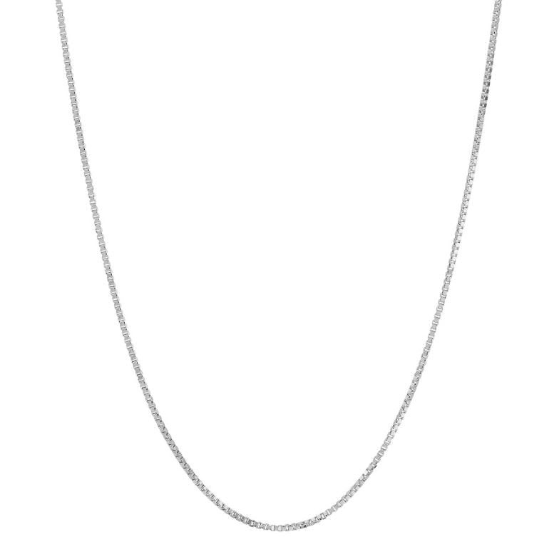 14K white gold box chain necklace.