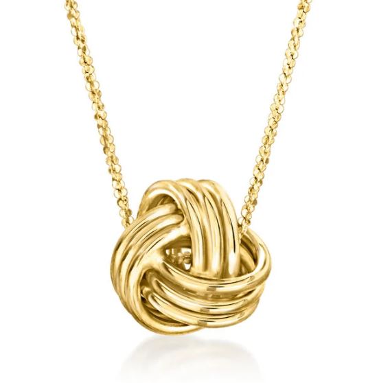 14K yellow gold knot necklace.