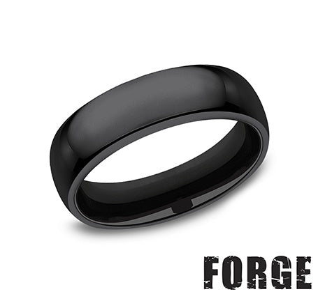 Titanium black carved men's band, 6MM width.