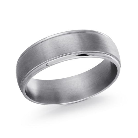 Tantalum grey carved band, polished satin finish.