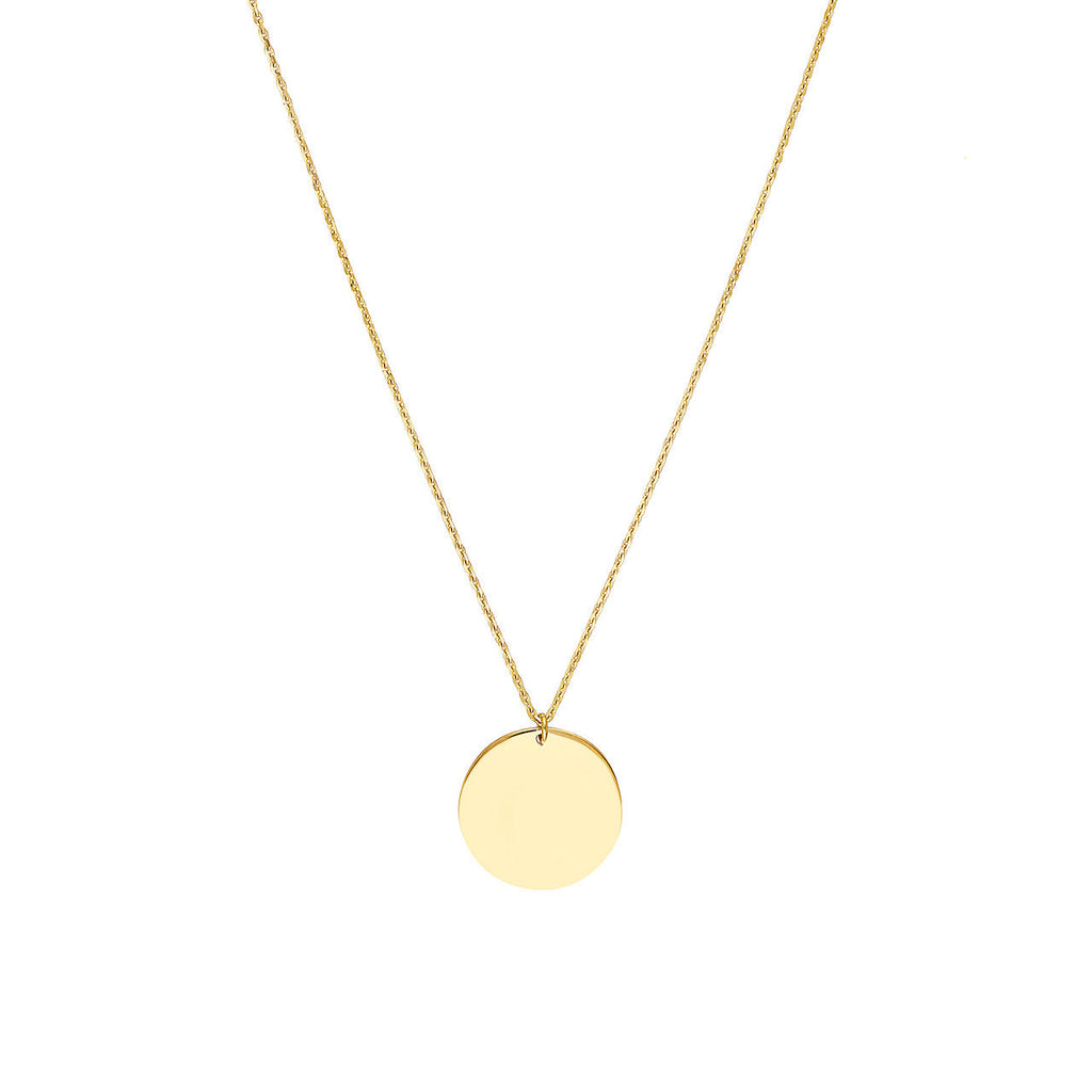 14K Yellow Gold Circle Pendant Necklace