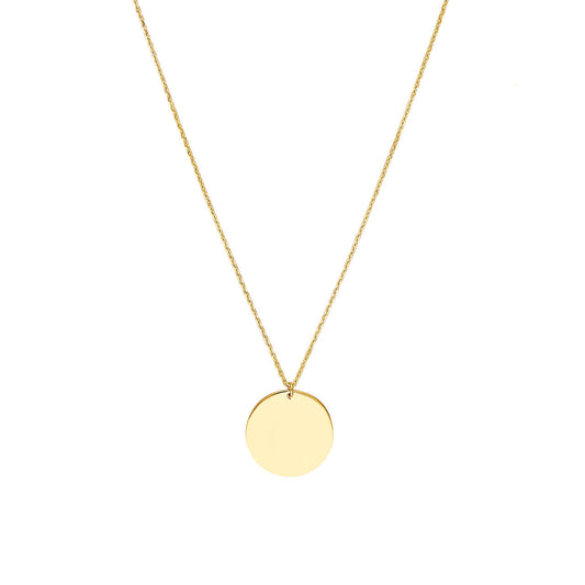 14K Yellow Gold Circle Pendant Necklace