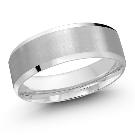 10K white gold band, polished satin finish.