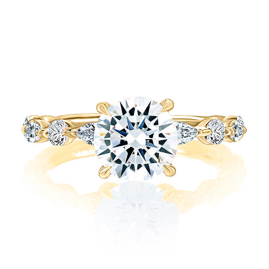 White gold ring with various-shaped diamonds.