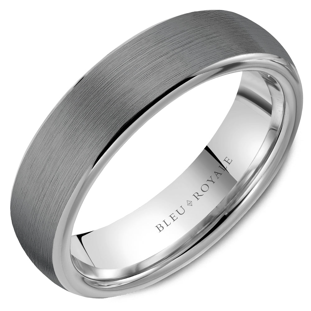 Tantalum white-grey band, polished satin finish.