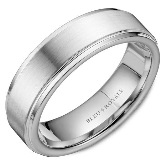 14K white gold band, polished satin finish.