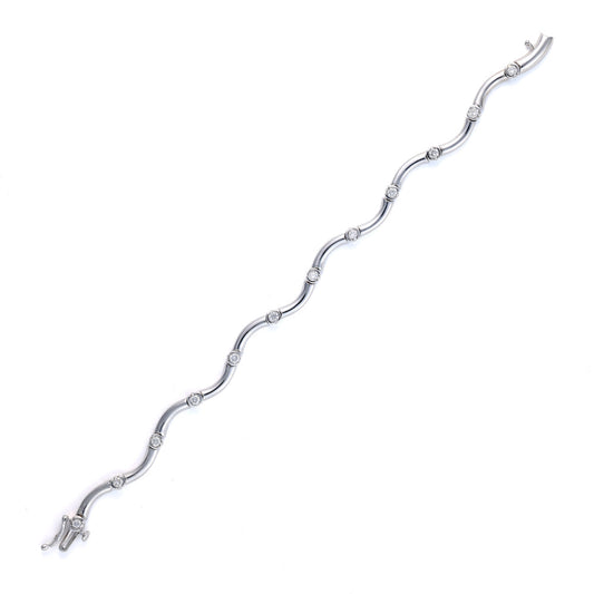 ReMARKable Estate Natural Diamond Bracelet in 14 Karat White Gold with 0.90ctw I/J I1-I2 Round Diamonds