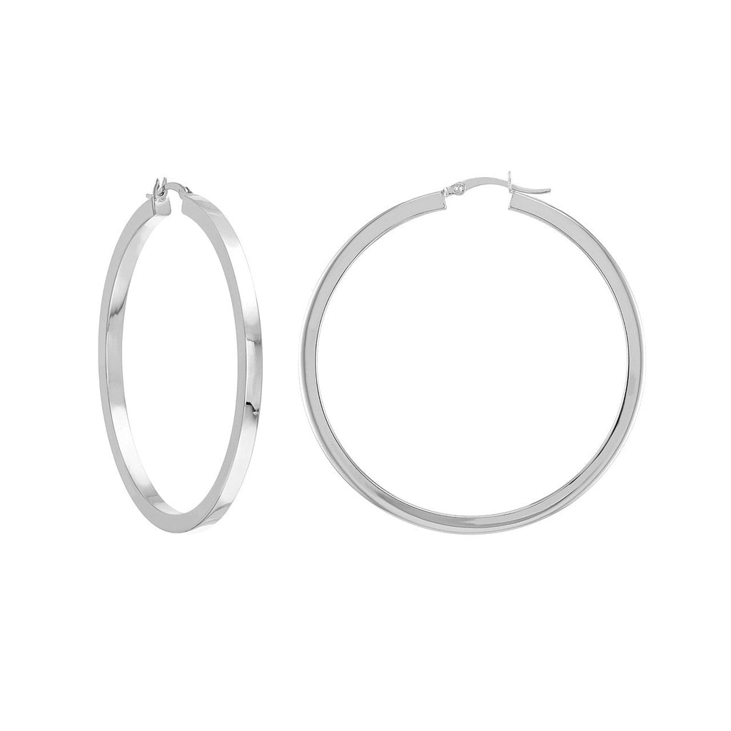 14K white gold large hoop earrings.