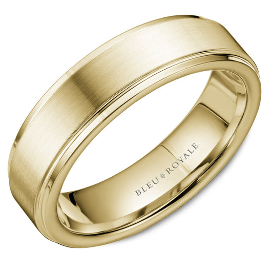 14K yellow gold band, polished satin finish.