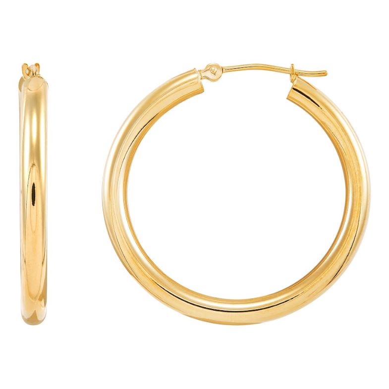 14K Yellow Gold Medium Hoop Earrings
