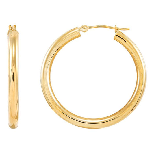 14K Yellow Gold Medium Hoop Earrings