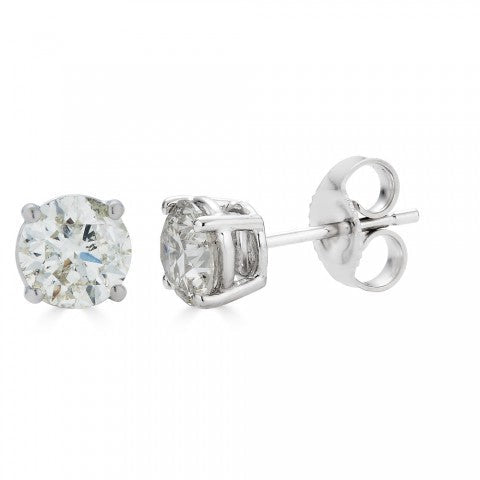 14K white gold diamond stud earrings.