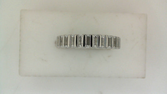 Natural Diamond Ladies Wedding Band in 14 Karat White with 0.88ctw Baguette Diamonds