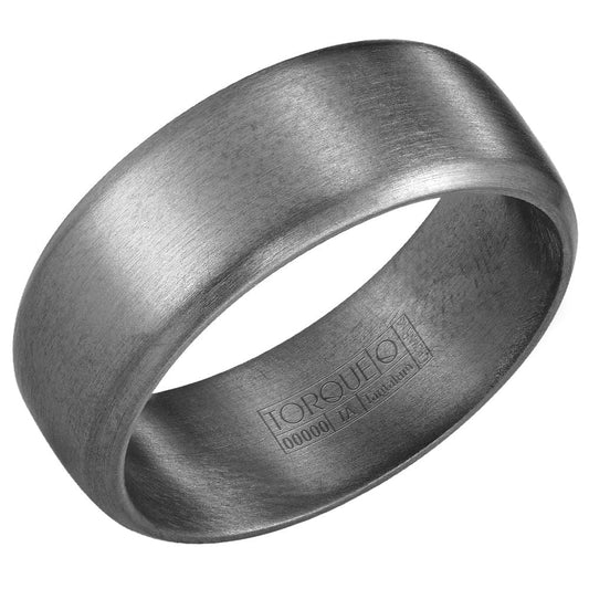 Tantalum grey matte carved men's band.