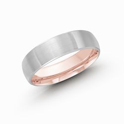 White and rose gold carved men's band.