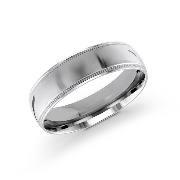 14K white gold men's carved band.