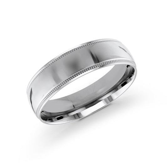14K white gold men's carved band.