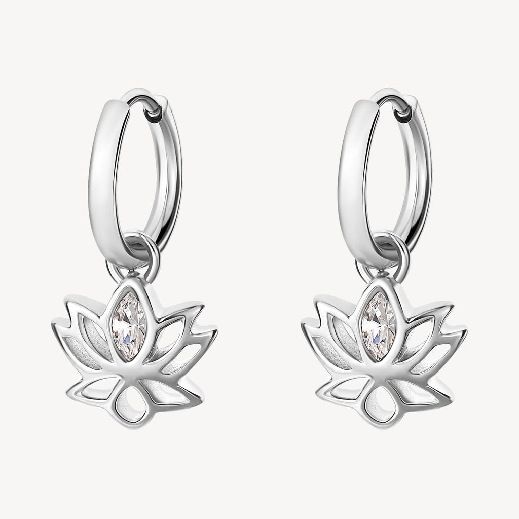 Stainless steel earrings with marquise crystals.